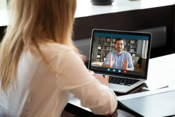 image of woman attending online mediation Exeter speak to our team today!